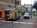 Workmen rescued in town centre blaze drama