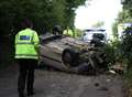 Man injured as car overturns