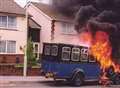 Blazing bus hurtles down hill