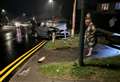 Car snaps telegraph pole in crash