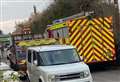 Emergency vehicles struggle to get down country lane