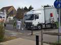 Lorry left stuck in the mud