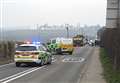 Road blocked as tractor and lorry crash