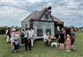 Villagers toast success of blow-up boozer