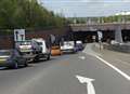 Lorry and car crash in tunnel