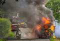 Tractor engulfed by huge fireball