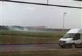 Grass scorched by lightning strike