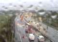 Gridlock easing after car ends on its roof on M2 