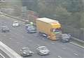 Car and lorry crash causing M20 delays