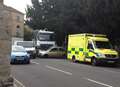 Truck and car collide in town centre