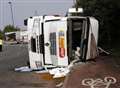 Truck rolls in roundabout smas