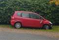 Car abandoned after tree hit