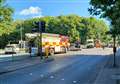 Two in hospital after crash blocks junction