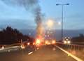 Car caught fire after crash