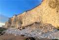 Pictures show huge rock fall near popular beaches