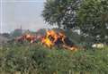 Bonfire sparks hay bale fire