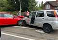 Road now cleared after three-car crash