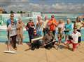 Outdoor swimmers promoting pool 