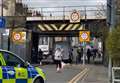 Railway bridge struck by vehicle