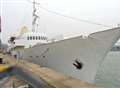 Luxury yacht moored at docks