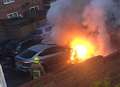 Fire crews tackle car blaze