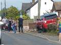 Car crashes into telegraph pole