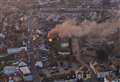 Dramatic drone image of raging fire