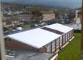 Swimming pool loses roof in winds