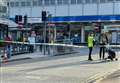 Road closed off following town centre stabbing