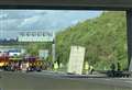 Motorway delays after van roof blocks lane