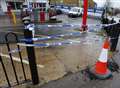 Van crashes into lamppost and railings