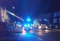 Emergency response as house blaze shuts road