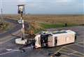 Police van crashes into telegraph pole