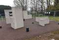 Parkour equipment covered in graffiti