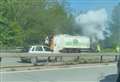 Huge plumes of smoke as bin lorry catches fire