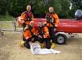 Swan's life saved by diving firefighter