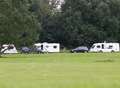 Travellers set up camp at park