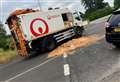 Splat! Rotting food waste falls from lorry