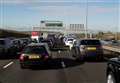 Overturned truck causes queues on A2