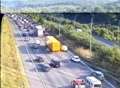 Crash involving car and a lorry partially shuts M2