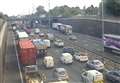 Spillage causing tailbacks near tunnel 