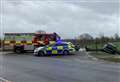 Fire crews and police called as car stuck on embankment