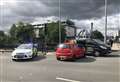 Car crash on busy junction