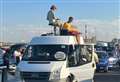 Street band perform for stuck ferry passengers