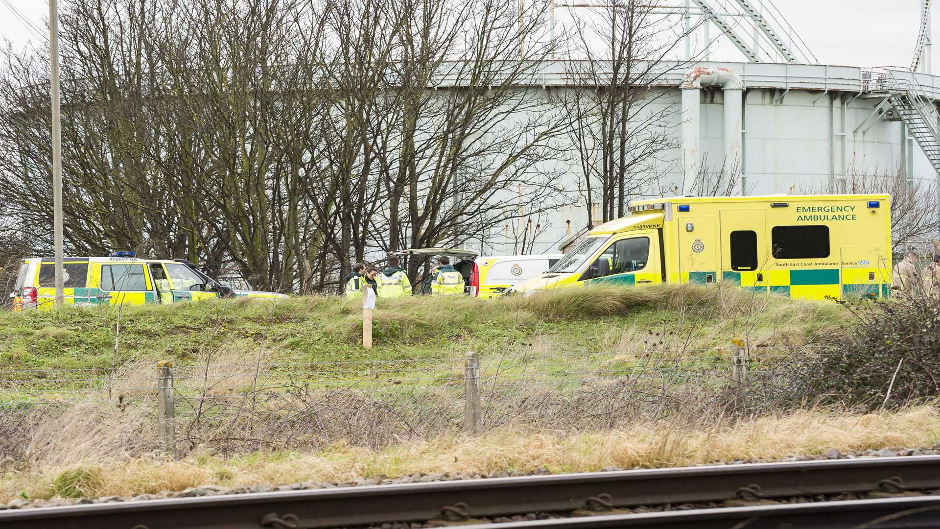 Ambulance crews at the scene of the accident in Brielle Way