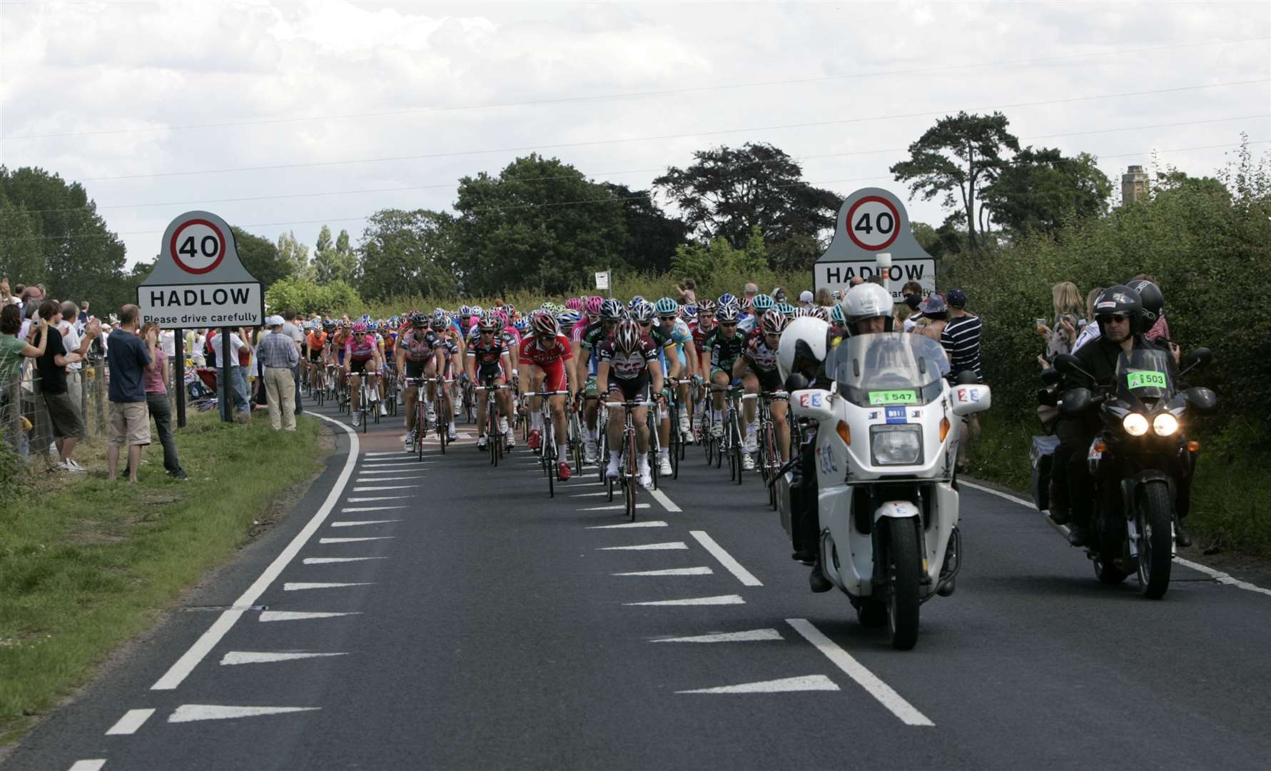 The peloton leaving Hadlow. Pic: Jamie Gray