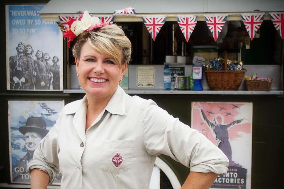 Joanne Povey with the NAAFI wagon