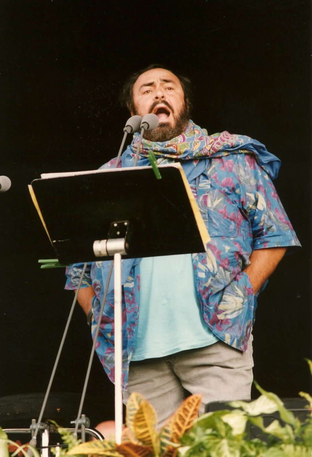 Pavarotti pictured during his visit to Leeds Castle in August 1993