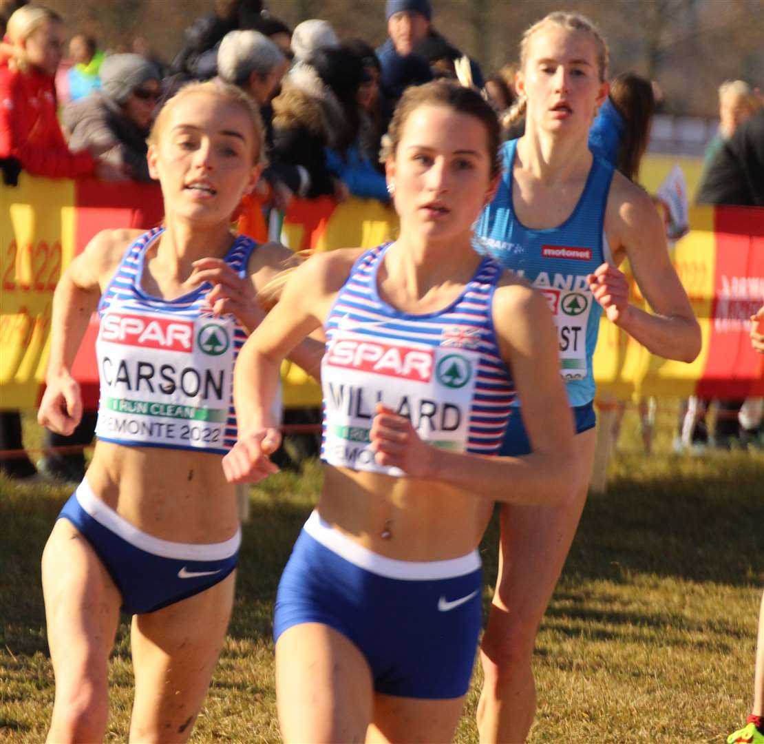 Alex Millard on her way to bronze in the European Cross-Country Championship in Piemonte, Italy, in December 2022