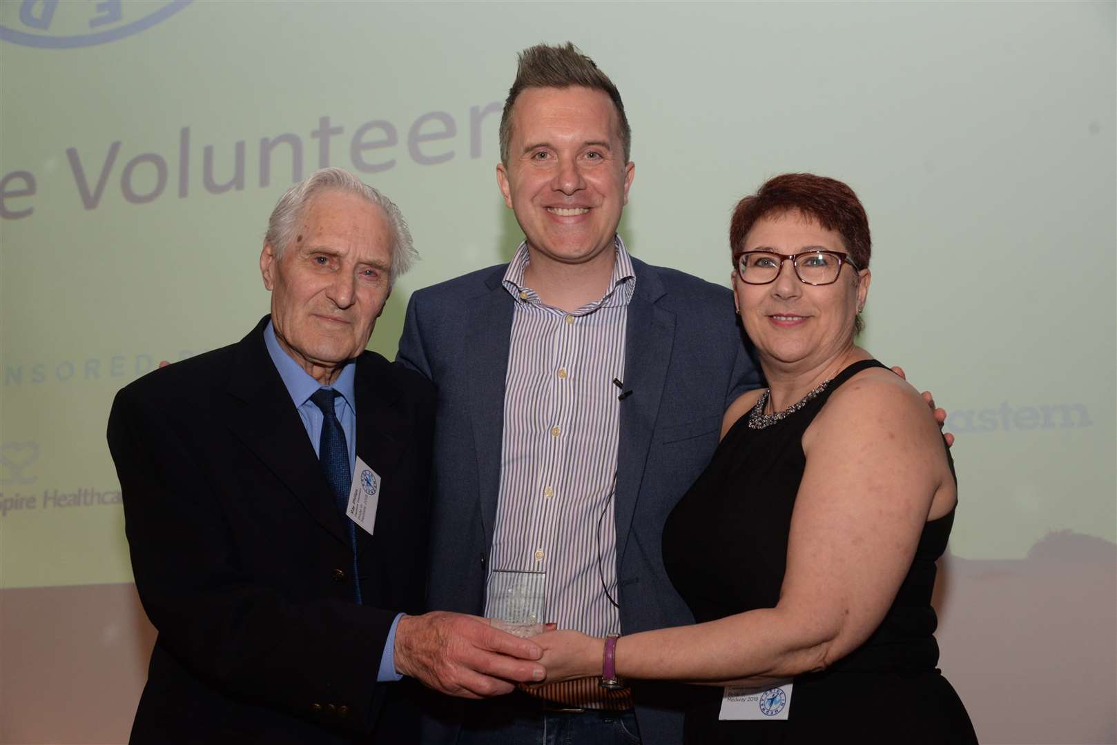 Mister Maker Phil Gallagher with Capstone volunteers at last year's awards evening